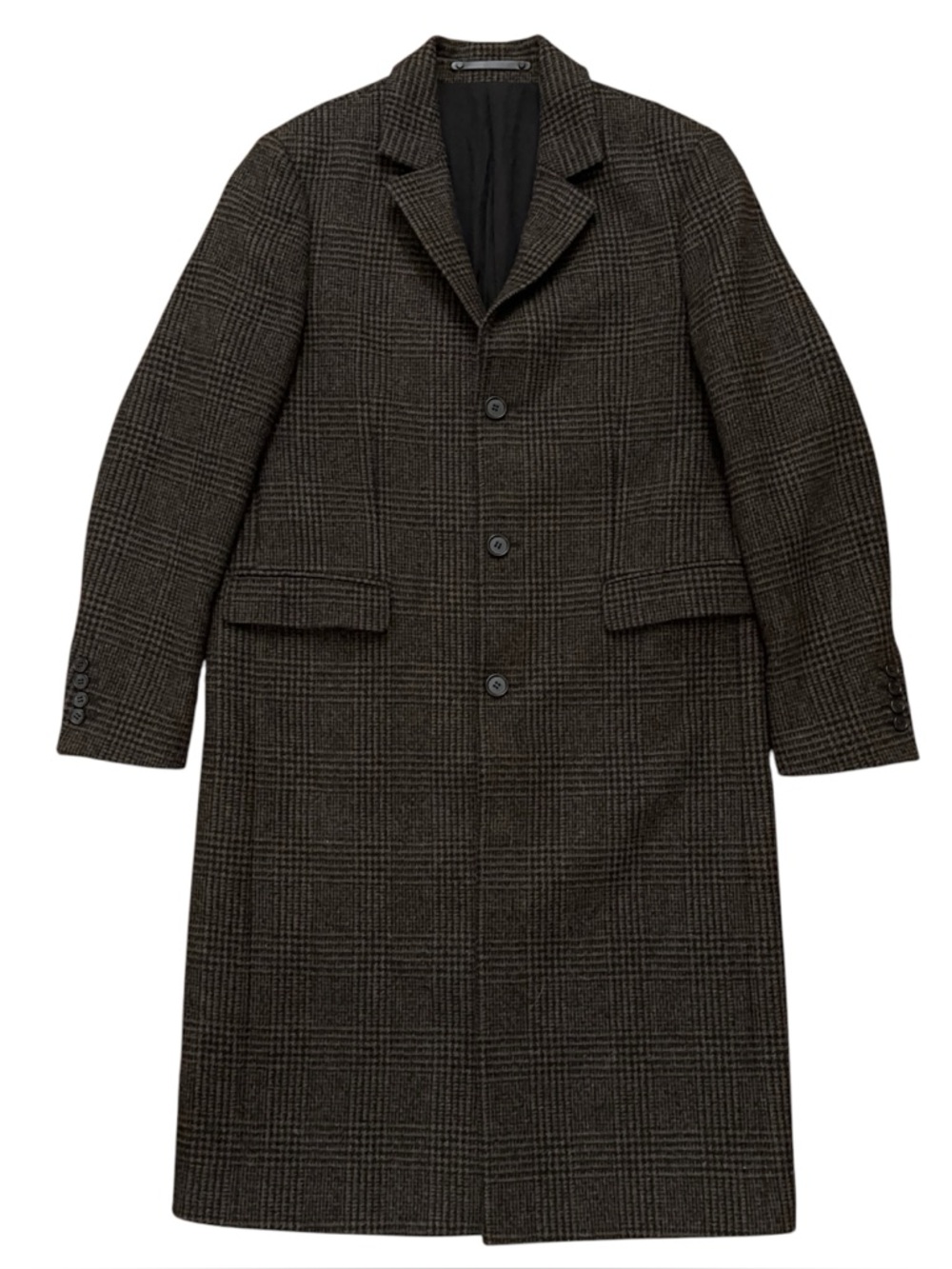 Allsaints Coby Coat Mens Size 38 M Long Coat Wool Blend Houndstooth Brown NEW
